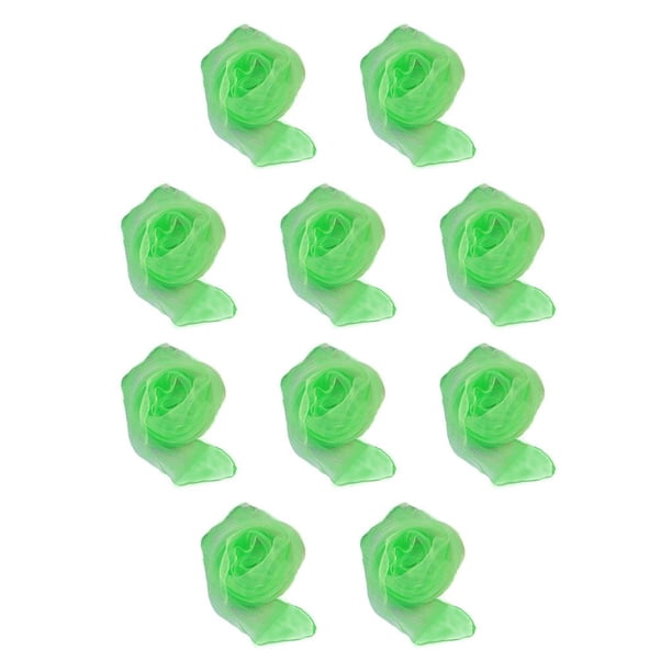 Jumpingount Bufandas cuadradas Pañuelo de gasa Accesorios sedosos Accesorio de fiesta Ropa de niños de jardín de infantes para representaciones Jade verde 60*60cm 10piezas