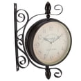 thumbnail image 3 of Reloj de arte de hierro, reloj retro de doble cara para el hogar con arte de hierro, decoración de reloj, diseño exquisito, 3 of 10
