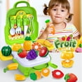 thumbnail image 1 of PPgejGEK Girls Pretend Play Fruit Set, 14PCS Simulation Fruits & Utensils with Backpack, Educational Cooking Toys Christmas Gift for Kids, 1 of 5