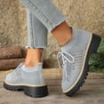 thumbnail image 5 of Rokment Womens Mesh Slip on Socks Oxfords Breathable Fashionable Platform Chunky Lug Sole Mid Heel High Top Fashion Sneakers Walking Dress Shoes A Size 6, 5 of 9