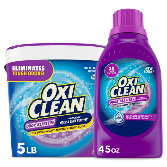 OxiClean Odor Blasters Versatile Odor and Laundry Stain Remover Powder 5lb & Odor Blaster 45oz Liquid