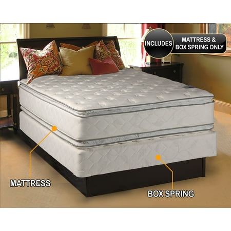 Natural Dream - Medium Soft PillowTop Mattress and Box Spring Set (Full Size) Double-Sided Sleep System with Enhanced Cushion Support- Fully Assembled, Back Support, Longlasting by Dream Solutions