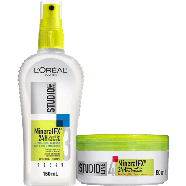 L’Oréal Paris Studio Line MineralFX Styling Bundle – Extra Strong Hold Messy Look Paste 60 mL + Strong Hold Spray Gel 150 mL