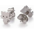 thumbnail image 2 of 6 pares de pendientes de gatito de acero inoxidable 304 con decoración de tuercas para orejas y parte trasera de pendiente. Adorno para pendientes de gato., 2 of 3