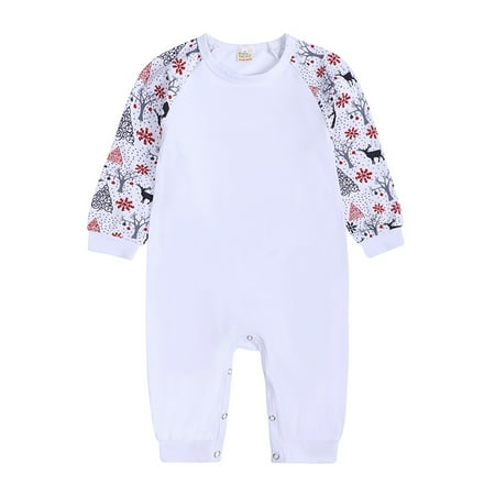 

Christmas Pajamas Infant Baby Long Sleeve Patchwork Cute Cartoon Polka Dot Romper Jumpsuit PJ s Family Matching Sleepwear Xmas Outfit