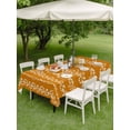 thumbnail image 4 of Outdoor Tablecloth with Umbrella Hole for Patio/Picnic/Party/Camping, Orange Spring Leaves Waterproof Table Cloth Rectangle Table Cover Washable, Pastoral Botanical Striped Flowers (52"x 70"), 4 of 8