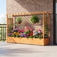 thumbnail image 2 of Patiojoy 1pc Raised Garden Bed with Trellis Wood Elevated with Hanging Roof  Planter Box Drainage Holes for Climbing Plants Flowers Vegetables, 2 of 9