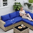 thumbnail image 6 of Ovios 6-Piece Outdoor Patio Furniture Set with Solar-Powered Lighted Coffee Table, All-Weather Wicker L-Shaped Sectional Sofa, Navy Blue, 6 of 12