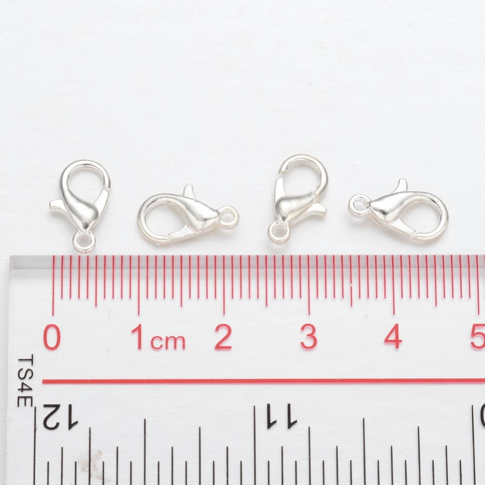 Zinc Alloy Lobster Claw Clasps Parrot Trigger Clasps Cadmium Free & Lead Free Jewelry Making Findings Silver Color Plated 12x6mm Hole: 1.2mm