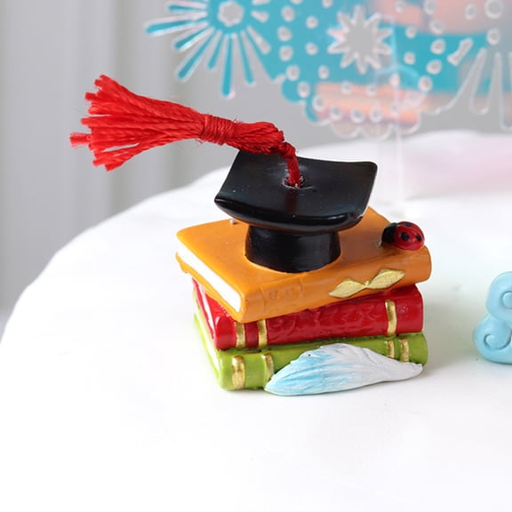 FONDOTIN Graduation Cap Cake Decoration Doctor and Book Ornament Assorted Color 1Pack