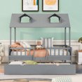 thumbnail image 2 of Tensun Grey Full Size House Bed with Trundle, Solid Wood Frame with Twin Size Trundle, House Bed Frame with Trundle for Kids, Girls, and Boys, No Box Spring Required, 2 of 5