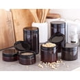 thumbnail image 2 of Amber PET Plastic (BPA Free) Refillable Low Profile Jar with Black Flip Top Cap (12 Pack), 2 of 2