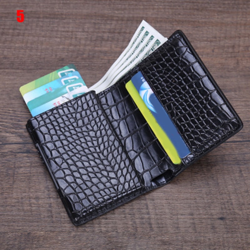 RFID Men Card Wallets Leather Metal Slim Thin Wallet Pop Up Money Purse rfid-men-card-wallets-leather-metal-slim-thin-wallet-pop-up-money-purse