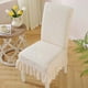 thumbnail image 1 of Funda de silla elástica de punto con diseño de pata de gato | Franela jacquard gruesa | Diseño de una sola pieza con volantes | Funda elástica para silla de comedor para decoración del hogar, 1 of 6