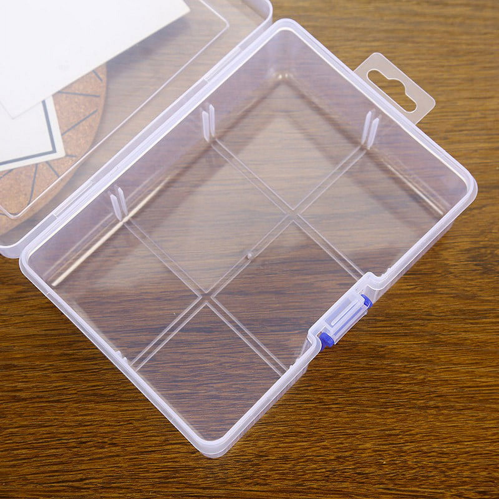 Unique Bargains Storage Containers with Hinged Lid Plastic Rectangle Box for Art Craft - Clear - 127x44x46mm