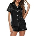 thumbnail image 2 of Cathalem Loungewear Sets Women Short Sleeve Pajama Sets Womens's Short Sleeve Tops Comfy Pjs Casual Lounge Sets Sleepwear(Black,XL), 2 of 5