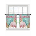 thumbnail image 6 of Turquoise Coastal Welcome Sheer Curtains for Living Room Bedroom Ocean Shell Red Coral Sheer Curtains 54 Inch Long 2 Panels Set Light Filtering Curtain Window Treatments Drapes for Dining Room, 6 of 6