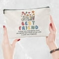 thumbnail image 5 of Best Friend Makeup Bag Canvas Cosmetic Bag Multi Purpose Pen Case Zipper Toiletry Travel Bag Case Purse Pouches Portable Survival Kit for Women Friendship Bestie Graduation Gifts 10x7Inch, 5 of 6