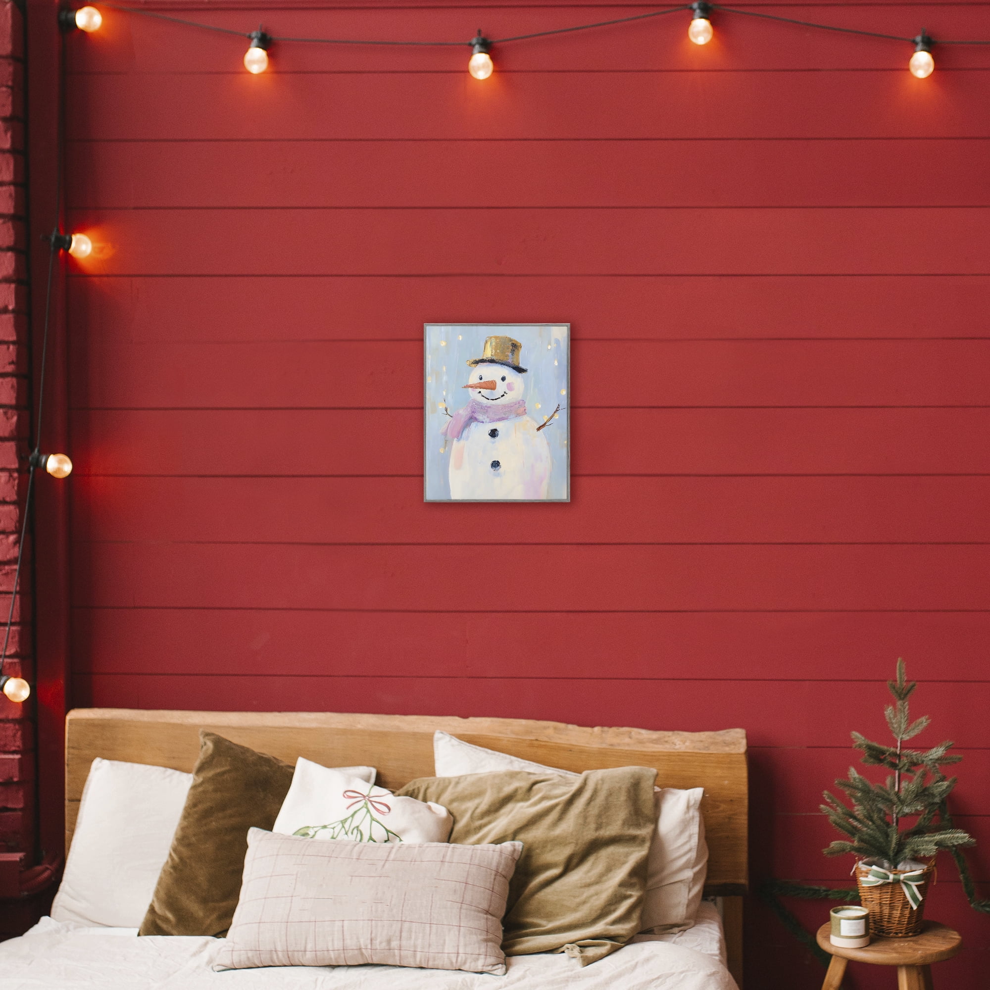 Stupell Industries Cheerful Pastel Snowman Gray Framed Giclee Art, design by The Prints Vibe