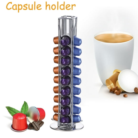Leutsin Rotating Coffee Capsule Holder Nespresso Capsule Storage Rack 40 Packs