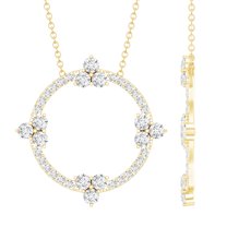 Rosec Jewels Nature Inspired Moissanite Eternity Necklace - Open Circle Necklace - Ready to Gift for Birthday, 14K Yellow Gold