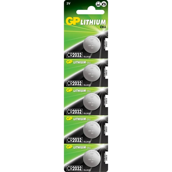 GP CR2032 Lithium Coin Cell Batteries - Pack of 5