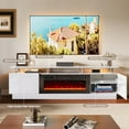 thumbnail image 3 of Oneinmil Fireplace TV Stand with 36” Electric Fireplace, Entertainment Center for TVs up to 90", LED Lights Entertainment Center, TV Console, White, 3 of 11