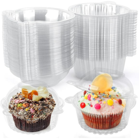 Cake Slice Container With Lids, Single Clear Cupcake Boxes Cupcake Containers Individual with Lids for Cupcake Muffin Parties