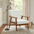 thumbnail image 5 of Miniyam Mid Century Modern Accent Chair with Wood Frame,Linen Fabric Single Reading Chair,Armchair for Living Room Bedroom Home Belcony Office,White, 5 of 11