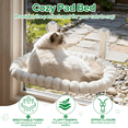 thumbnail image 4 of Euqvunn Cat Window Perch, Cat Window Hammock with Metal Frame and Reversible Cover&4 Strong Suction Cups, No Drilling, Cat Beds for Indoor Cats for Sunbathing, Napping & Overlooking(White,Velvet), 4 of 10