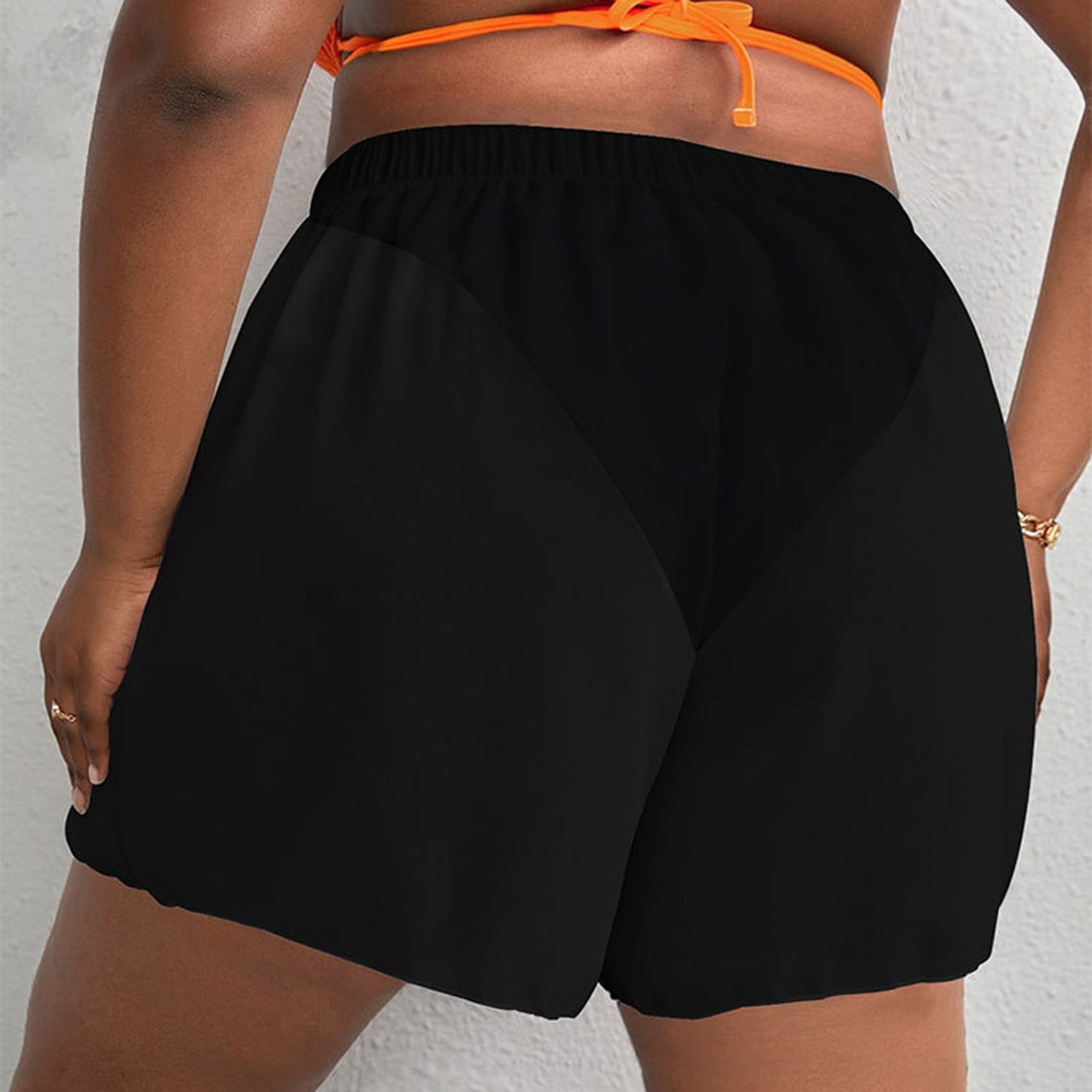 B91xZ Womens Plus Size Swim Shorts High Waisted Swimsuit Shorts Boyleg Swim Bottoms for Women,Black L