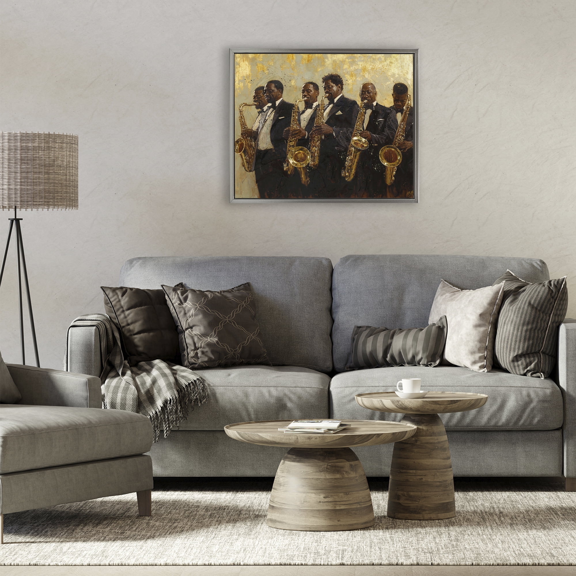 Golden Era Ensemble Gray Framed Floater Canvas Wall Art, design by Marta Wiley