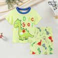 thumbnail image 2 of KPOPLK Toddler Baby Boys Clothes Set Short Sleeve Wildlife Print T-Shirt Top & Casual Shorts 2Pcs Summer Outfits 1t 2t 3t 4t Size 6-7 Years,Light Green, 2 of 5