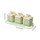 thumbnail image 3 of Juego de frascos de condimentos con tapa y cuchara | Recipientes de plástico verde para especias de 3 piezas con bandeja | Almacenamiento hermético de alimentos para encimera de cocina | 26,5 x 11,5, 3 of 9