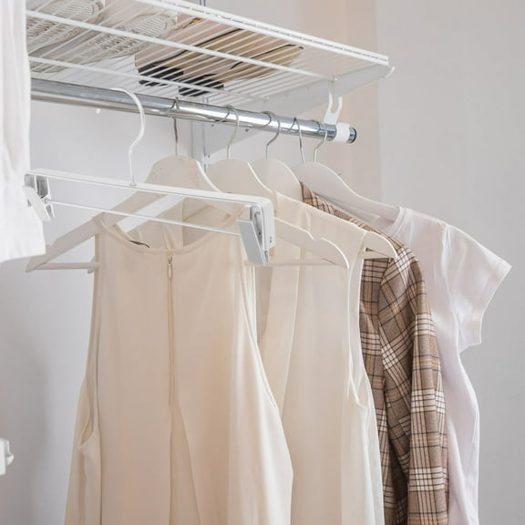 OUNONA Pants Hangers With Non Slip Clips Aluminum Alloy Heavy Duty Space Saving Hangers For Closet Jeans Slacks Skirts