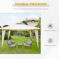 thumbnail image 3 of 11' x 11' Outdoor Canopy Tent Party Gazebo with Double-Tier Roof, Steel Frame, Included Ground Stakes, Beige, 3 of 9