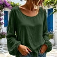 thumbnail image 2 of Admvng Top for Women Linen Cotton Long Sleeve Casual Round Neck Pullover Blouse, 2 of 7