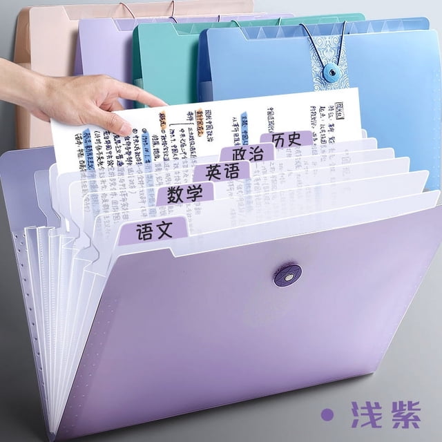 Zhuge Organizador de archivos expandible de 2 piezas con 12 bolsillos, carpetas de archivos en acordeón con etiquetas, organizador portátil de recibos de facturas y documentos,morado