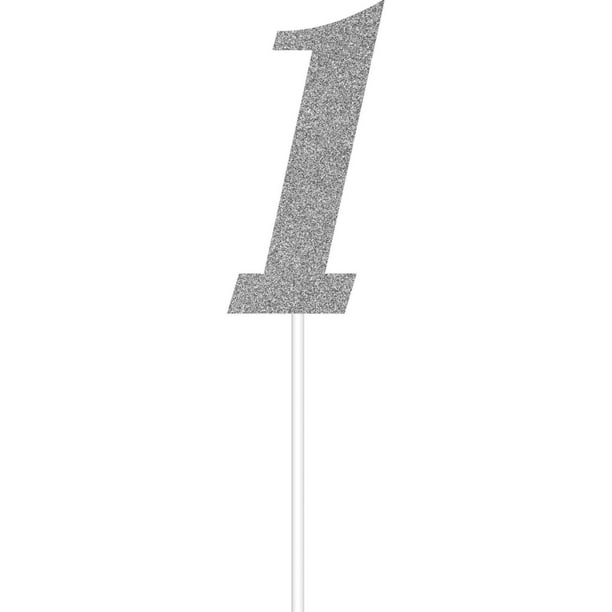 Silver Number One Cake Topper, each - Walmart.com - Walmart.com