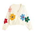 thumbnail image 3 of Luivaraty Cardigan Sweaters for Women Knitted Fllowers Sweater Soft Warm Round Neck Fall Winter Button Down Sweaters, S-XL, 3 of 6