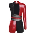 thumbnail image 4 of CHICTRY Justaucorps de Danse Métallique Pailleté pour Femmes une Pièce Combinaison Courte Salsa Latin Dancewear Rouge m, 4 of 5