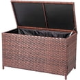 thumbnail image 7 of DIMAR GARDEN Outdoor Patio Wicker Rattan Storage Box Table 70 Gallon Mixed Coffee, 7 of 7
