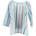 thumbnail image 1 of Lemon Way Embroidered Peasant Blouse BLUE L NEW 648-415, 1 of 2
