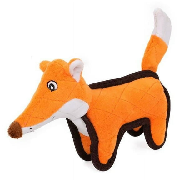 Foxy Tail Quilted Plush Animal Squeak Chew Tug Dog Toy, Orange - One Size