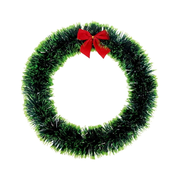 15 Inch Blank Artificial Green Christmas DIY Wreath, Unadorned Faux Greenery Frame with Red Bow, Customizable Base for Front Door, Window, Farmhouse Indoor Outdoor Xmas Party Handmade Decoration