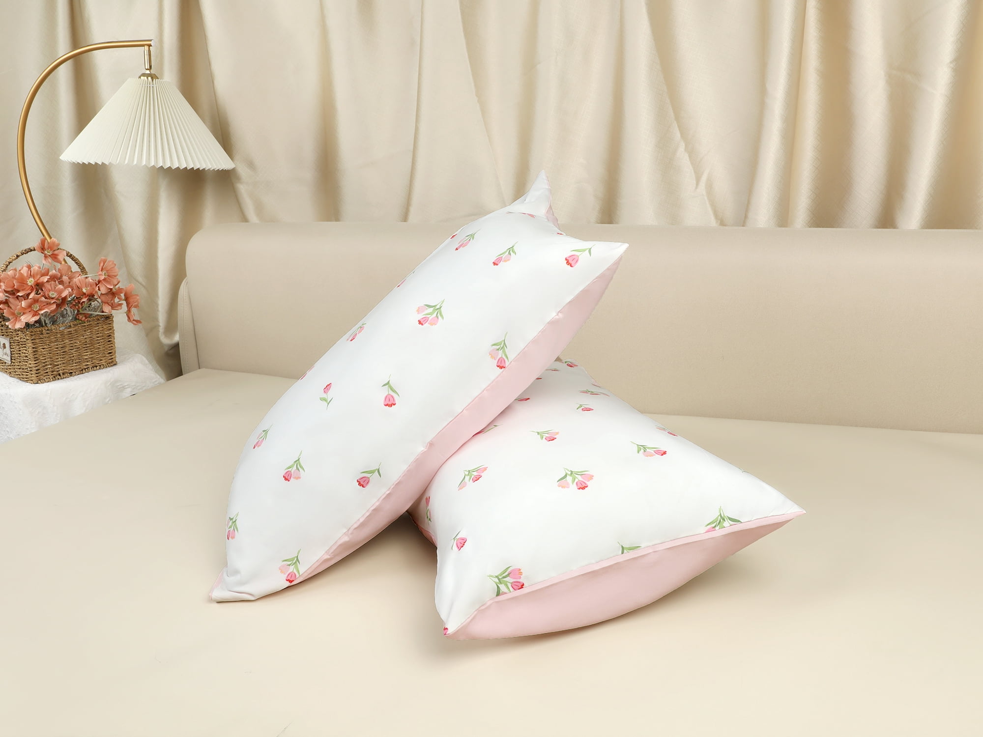 Unique Bargains 2 Pack Pillowcase Breathable Soft Floral Pillow Cases Gift Pink