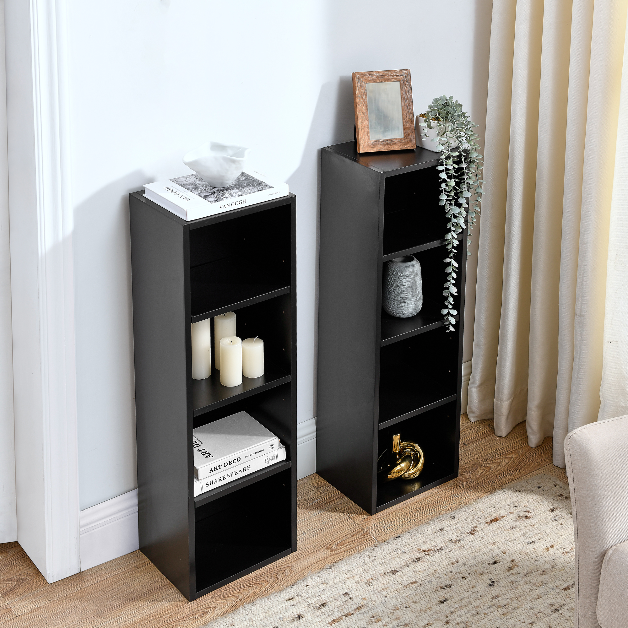 8-Tier Stackable Storage Cabinet with Adjustable Shelves, MDF Construction, 25 lbs Per Shelf, Upper & Lower Detachable Design for Bathroom Living Room