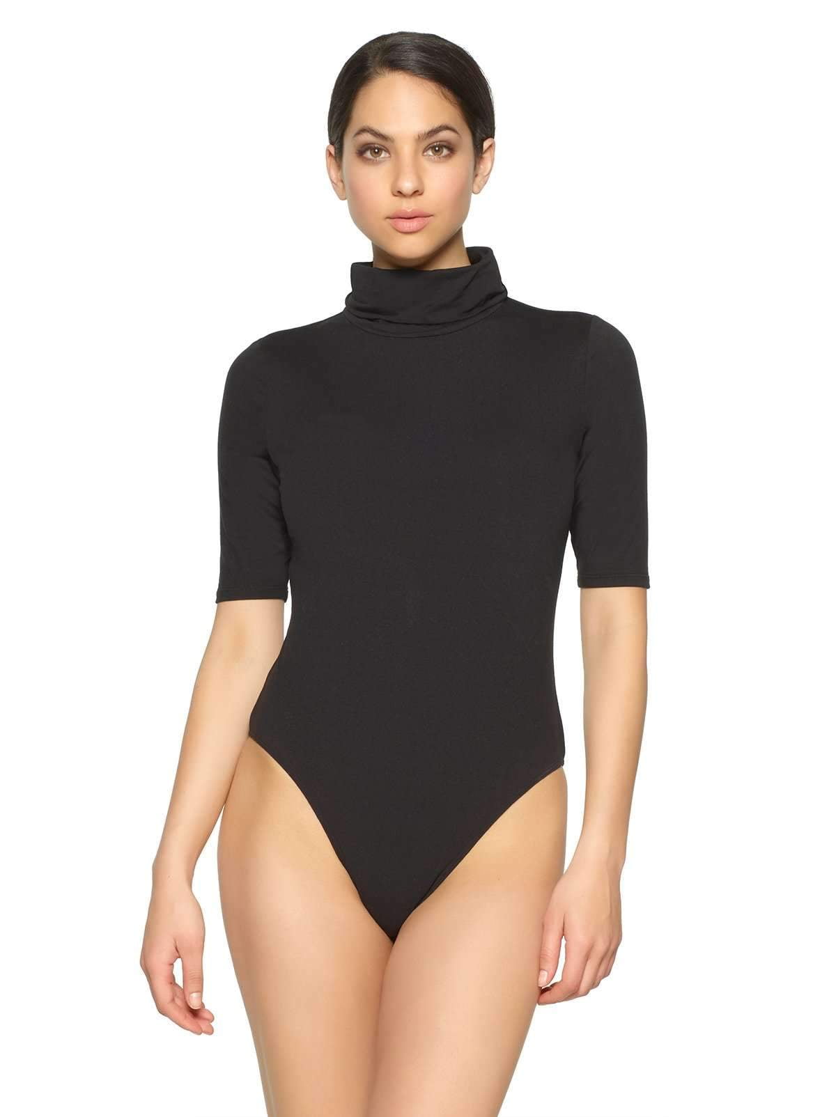 black polo neck bodysuit