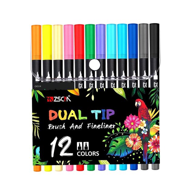 Methold 12 Colors Dual Tip Brush Pens Set Fine Tip Pen Brush Dual Art & Markers Impresoras 3D