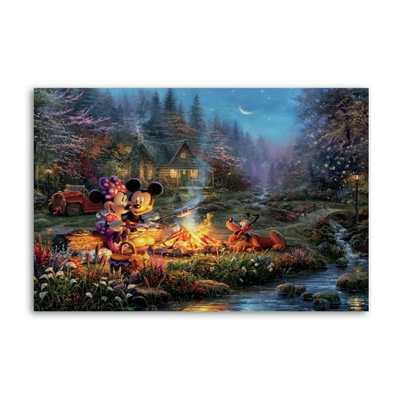 Mickeys Lovingly Together at A Cozy Campfire Canvas Wall Art Prints Poster Gifts Photo Picture Painting Posters Room Decor Home Decorative 08x12inch(20x30cm)